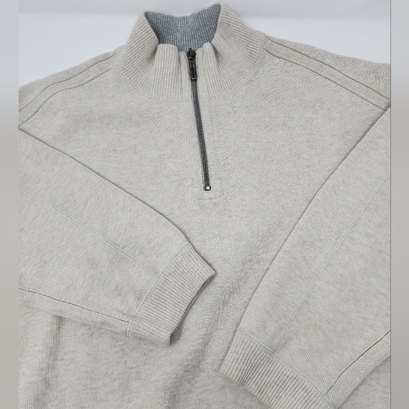 Tommy Bahama 1/4 Zipper Beige Pullover ‎ Sweater - Picture 2 of 13